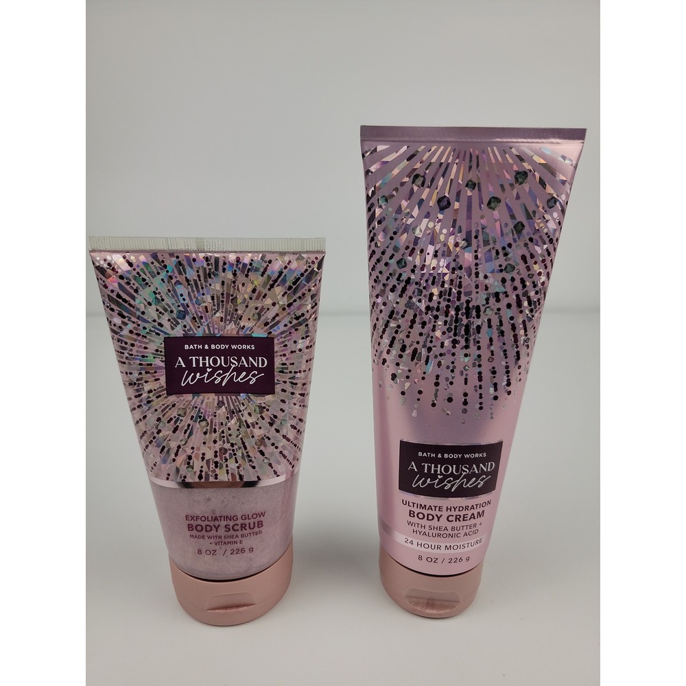 Bath & Body Works A Thousand Wishes Body Cream & Glow Scrub Set 8oz Duo New